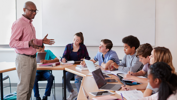 K-12 students using laptops