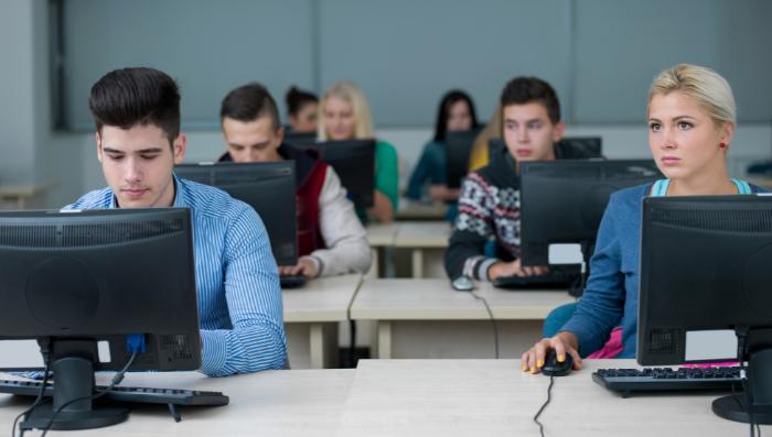 K-12 students using computers