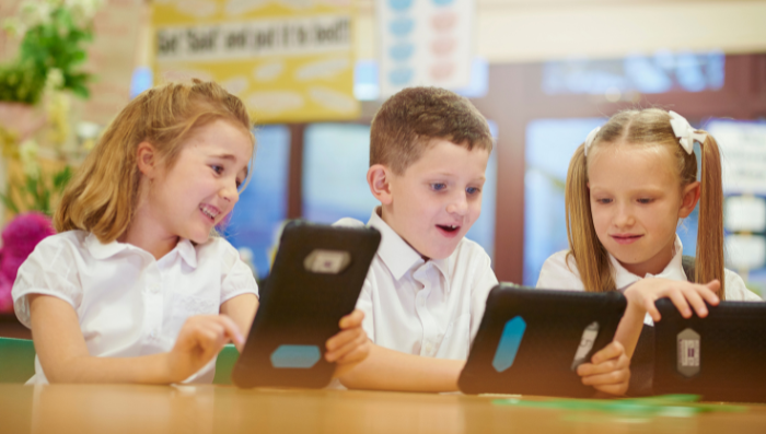 K-12 students using devices